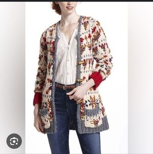 Anthropologie Sleeping On Snow Multicolor Knit Cardigan